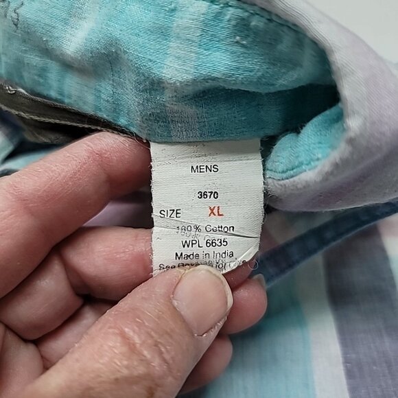 VTG WOOLRICH Mens Madras Plaid Short Sleeve Button Down Shirt Size XL Colorful - Picture 14 of 16